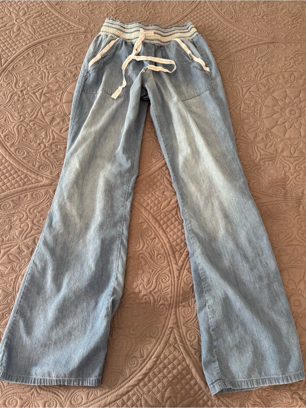 Rewash Light Blue Wide Leg Drawstring pant Large